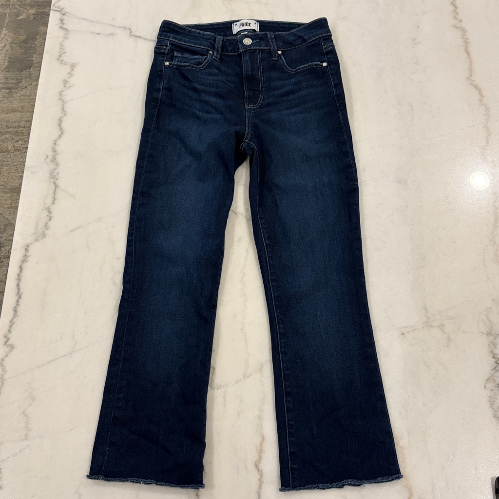 Paige Crop Jeans Size 26 Dark Denim Stretch Manhattan
